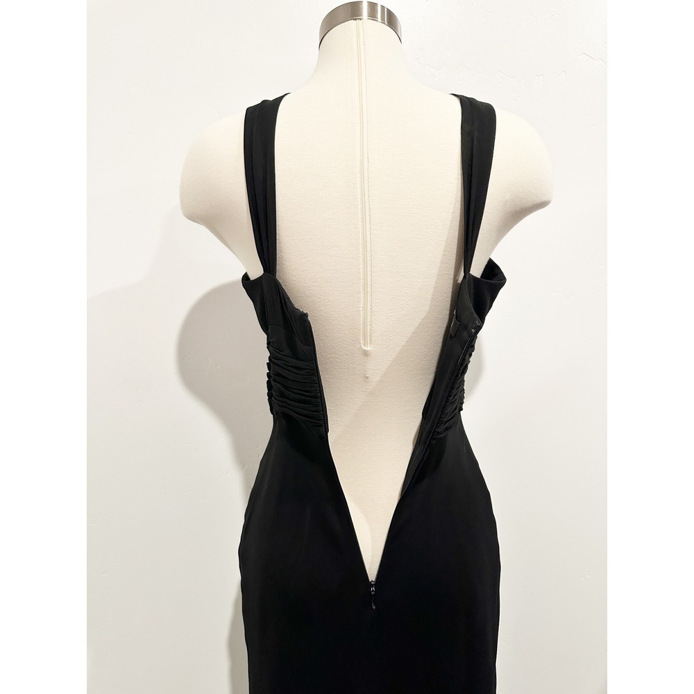 Anne Klein Black Y2K Pleated Keyhole Silk Dress Size 8 Whimsy Goth - Picture 7 of 9